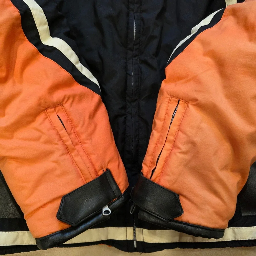 Harley Davidson Youth XL 18/20 Jacket Orange Black Moto Bomber Fits Adult Small